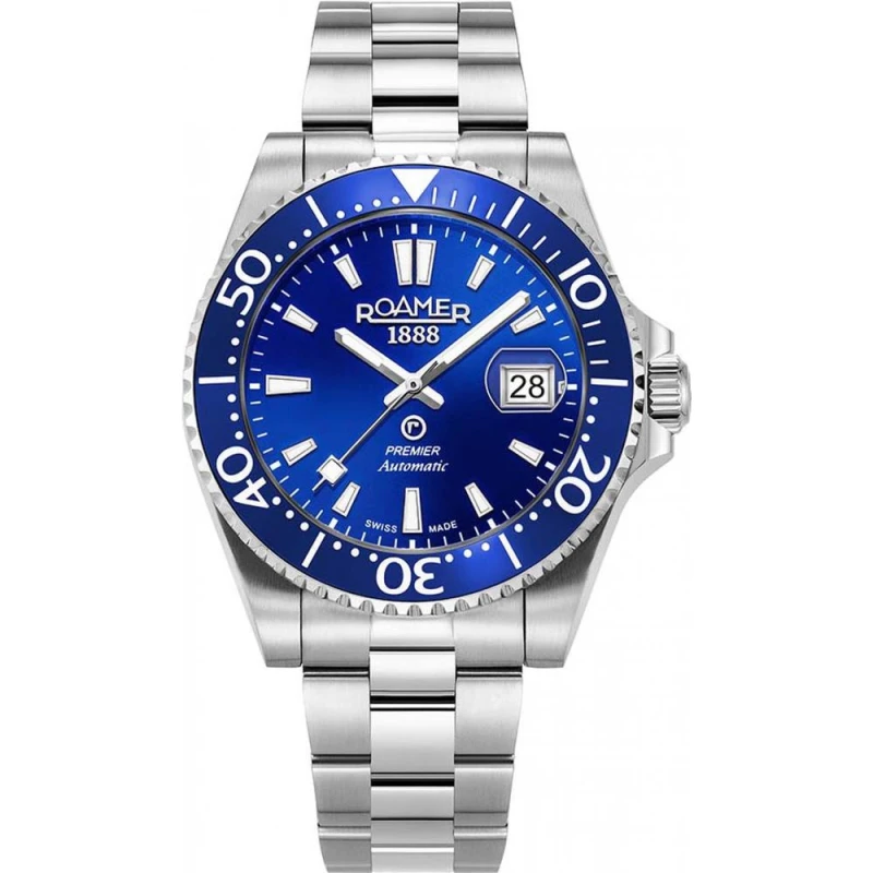 Image of Roamer Roamer Men 986983-41-45-21 Premier 42mm Automatic Watch in Silver Silver One Size Male 7640374894633