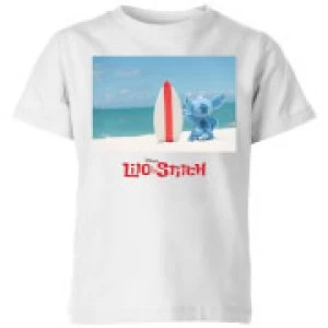 image of Disney Lilo And Stitch Surf Beach Kids T-Shirt - White - 11-12 Years