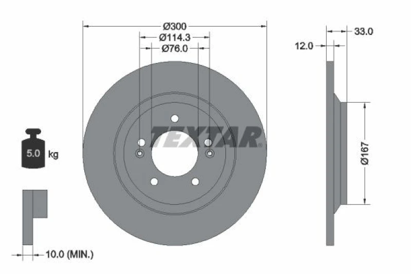 Image of Brake disc TEXTAR 92296303