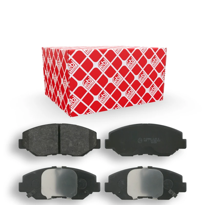 Image of FEBI BILSTEIN 16552 Brake pad set Front Axle, with acoustic wear warning, with anti-squeak plate Brake Pad Set,disc brake (402)