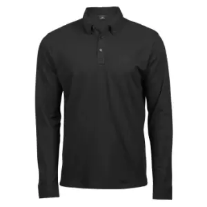 Image of Tee Jays Mens Long Sleeve Fashion Stretch Polo (2XL) (Black)