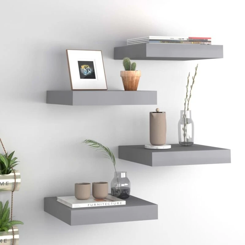 Image of VIDAXL Vidaxl - Floating Wall Shelves 4 pcs Grey 23x23.5x3.8cm mdf 8720286074770