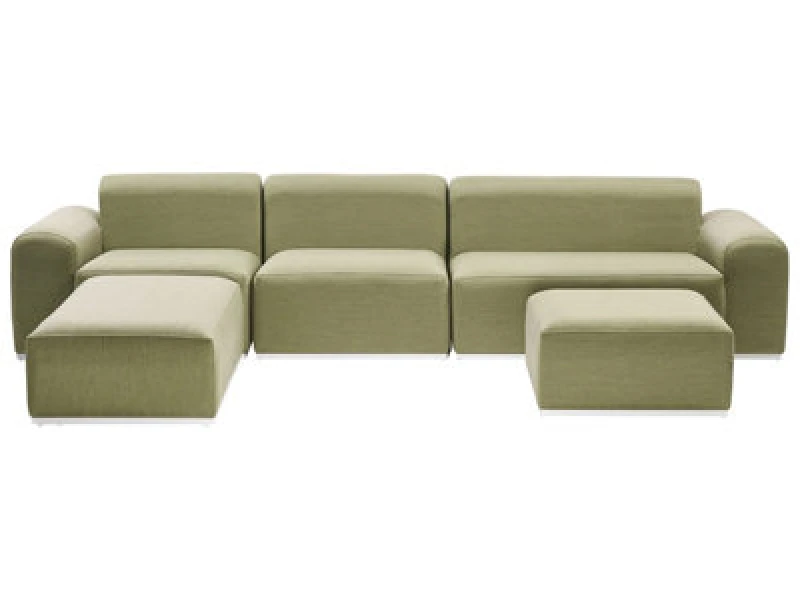 Image of Beliani Garden Sofa With Ottoman 7 Seater Battifollo Modular Olive Green