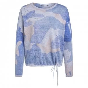 image of Oui Camo Star Jumper - Dk Blue 0545