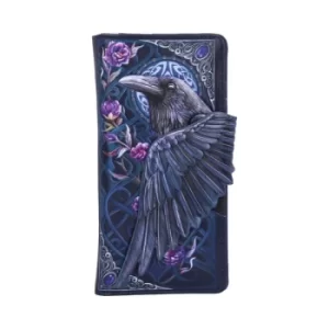 Image of Ravens Flight Black Wing Floral Embossed Purse Wallet