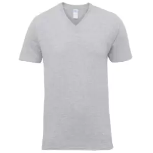 image of Gildan Mens Premium Cotton V Neck Short Sleeve T-Shirt (M) (Sport Grey)