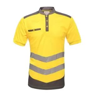 Regatta Mens Tactical Hi Vis Polo Shirt (XXXL) (Yellow/Grey)