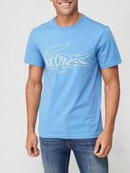 Image of Lacoste Inside Croc Large Logo T-Shirt - Blue Size M Men