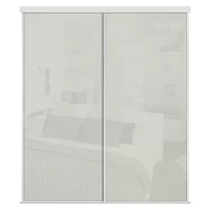 Sliding Doors and track W1489 White Frame Mirror