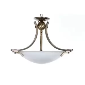 Image of Impex Amora Semi Flush Antique Brass Bowl Semi Flush Ceiling Light