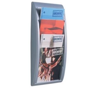 Image of Fast Paper Wall-Mounted Literature Holder with 4 x A4 Pockets Silver