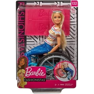 Image of Barbie Fashionista Doll and Wheelchair In Blonde