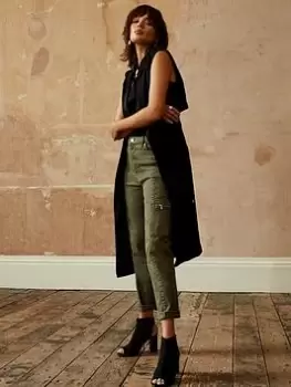 Image of Mint Velvet Black Sleeveless Duster Jacket, Black, Size 14, Women