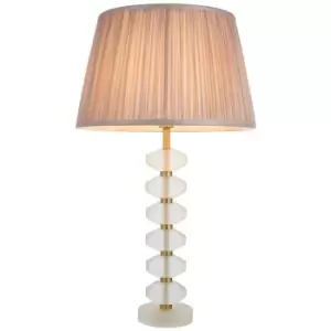 Image of Annabelle & Freya Base & Shade Table Lamp Frosted Crystal & Dusky Pink Silk - Endon