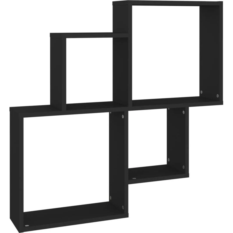 Image of VIDAXL Wall Cube Shelf Black 80x15x78.5cm Engineered Wood vidaXL 8720286596784