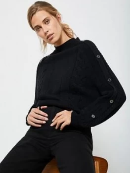 image of Mint Velvet Chunky Button Sleeve Jumper - Black