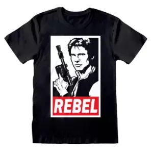 image of Star Wars Unisex Adult Rebel Han Solo T-Shirt (L) (Black)