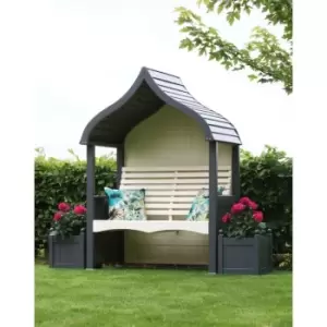 image of AFK Orchard Arbour Wooden Garden Seat Chair Charcoal Grey & Stone FSC