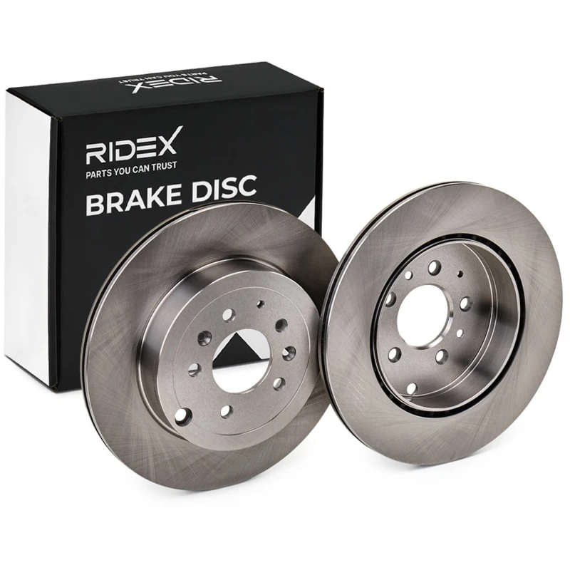 Image of RIDEX 82B0663 Brake disc Rear Axle, Vented, Cast Iron, Uncoated, Untreated, without bolts/screws Cast Iron Brake Disc (82)