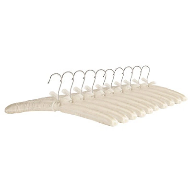Image of Harbour Housewares Padded Satin Clothes Hangers - White - Pack of 10 White unisex