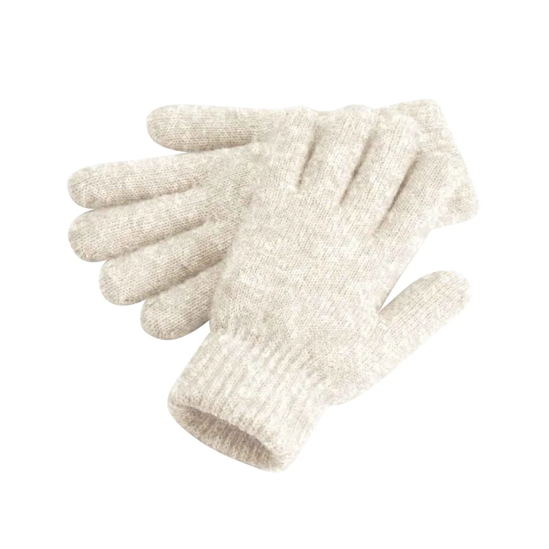 Image of Beechfield Beechfield Men Cosy Cuffed Marl Ribbed Winter Gloves in Light Beige Light Beige One Size Male 5063238203327