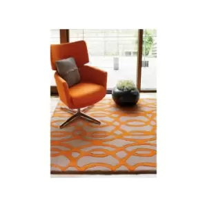 image of Wire - Matrix MAX37 Orange 160cm x 230cm Rectangle - Ivory and Orange