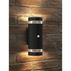 Image of Auraglow - PIR Motion Sensor Double Up & Down Outdoor Wall Security Light Black - Warm White