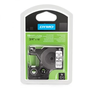 Image of Dymo 16960 Black on White Label Tape 19mm x 5.5m
