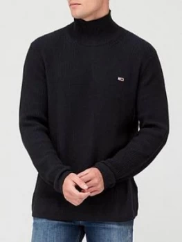 Image of Tommy Jeans TJM High Mock Sweater - Black, Size XS, Men
