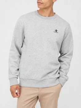 Converse Embroidered Star Chevron Crew Neck Sweatshirt - Vintage Grey Heather