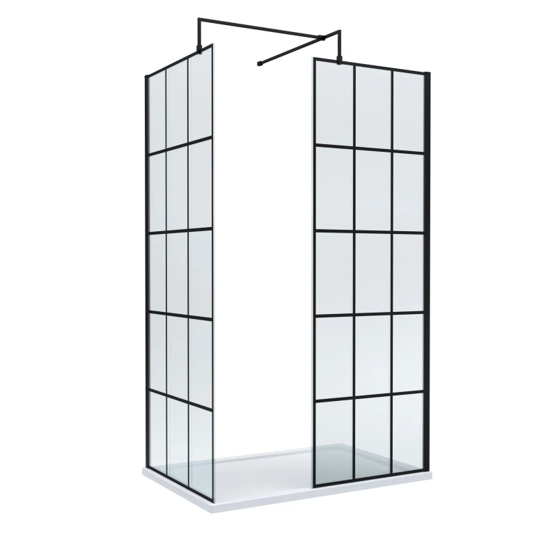 Image of Balterley 8mm Glass Wetroom Screens Frame Design and Tray 1200 x 800mm White