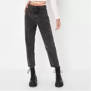 Missguided Petite Washed Seam Detail Riot Jeans - Black