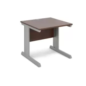 Image of Office Desk Rectangular Desk 800mm Walnut Tops With Silver Frames 800mm Depth Vivo