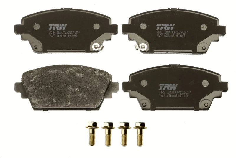 Image of TRW GDB3186 Brake pad set with acoustic wear warning, with accessories, with brake caliper screws Brake Pad Set,disc brake (402)