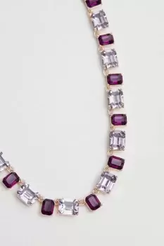 image of Rose Gold Pretty Purple Stone Set Collar Necklace