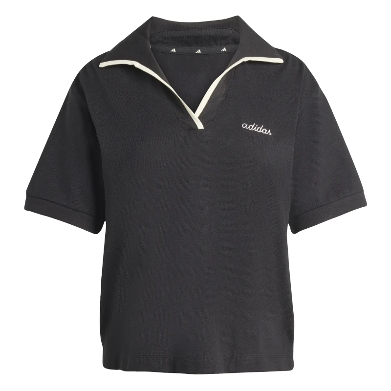 Image of Adidas Womens embroidered graphic polo adidas Essentials Colorpop Noir Female S