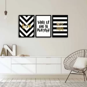 Image of 3PSCT-09 Multicolor Decorative Framed MDF Painting (3 Pieces)