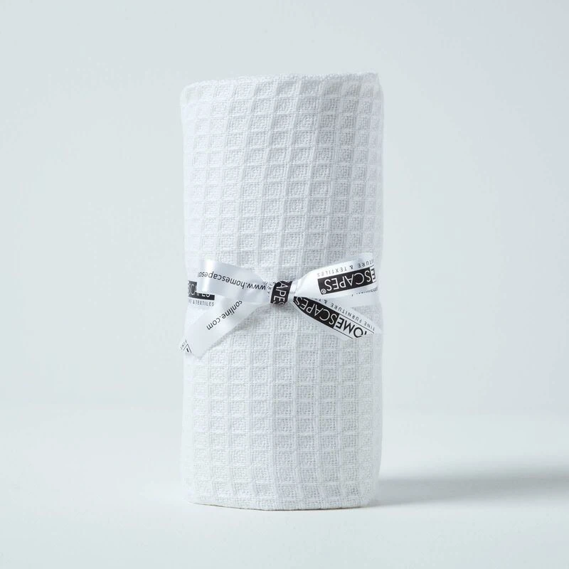 Image of Homescapes Organic Cotton Waffle Baby Blanket White