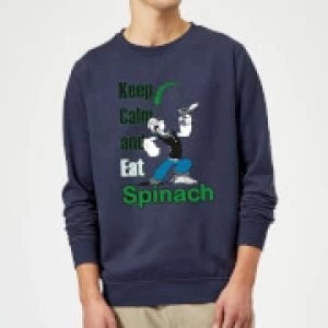 Image of Popeye Keep Calm And Eat Spinach Sweatshirt - Navy - 3XL