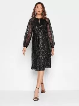 image of Long Tall Sally Long Tall Sally Sequin Keyhole Dress, Black, Size 16, Women