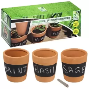 image of Urbn-garden - Set Of 3 Terracottta Chalkboard Herb Planters [302632]