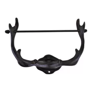 image of Cast Iron Rustic Toilet Roll Holder Stag Antler Design