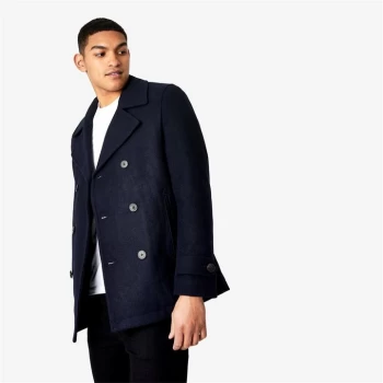 Image of Jack Wills Frith Double Breasted Pea Coat - Navy