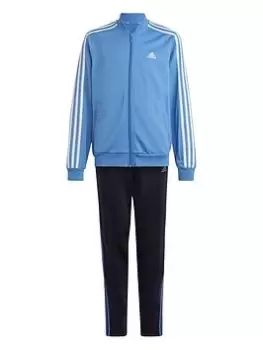 Image of adidas Sportswear Girls Junior Tracksuits Essentials 3-Stripes Tracksuit - Blue Size 11-12 Years, Women