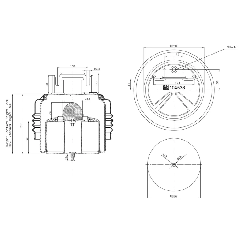Image of FEBI BILSTEIN 104536 Boot, air suspension Front Axle Boot,air suspension (324)