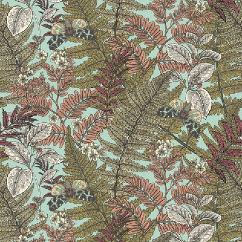 Image of Hoopla Walls Wild Ferns Rosehip Smooth Matt Wallpaper