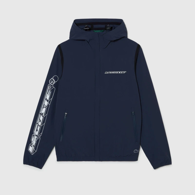 Image of Lacoste Recycled Polyamide Short Track Jacket Blue male M/L