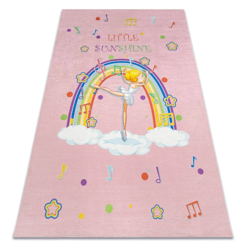Image of RugsX Bambino 41870 Washing Carpet Ballerina, Rainbow For Children Anti Slip - Pink 140X200 Cm