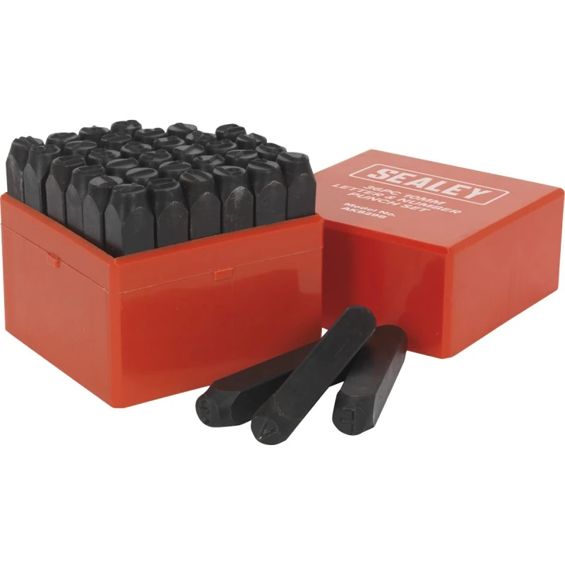 Image of Loops 36 Piece Letter & Number Punch Set - 10mm Character Height - High Carbon Steel Metallics