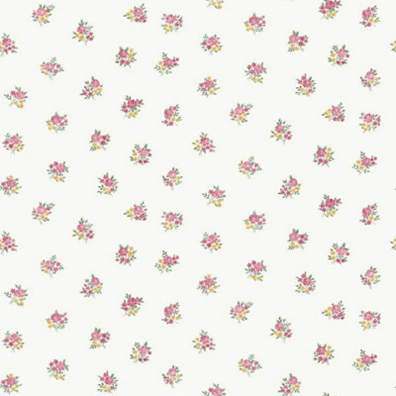 Image of Galerie Country Cottage Red Green Yellow Floral Motif Smooth Wallpaper